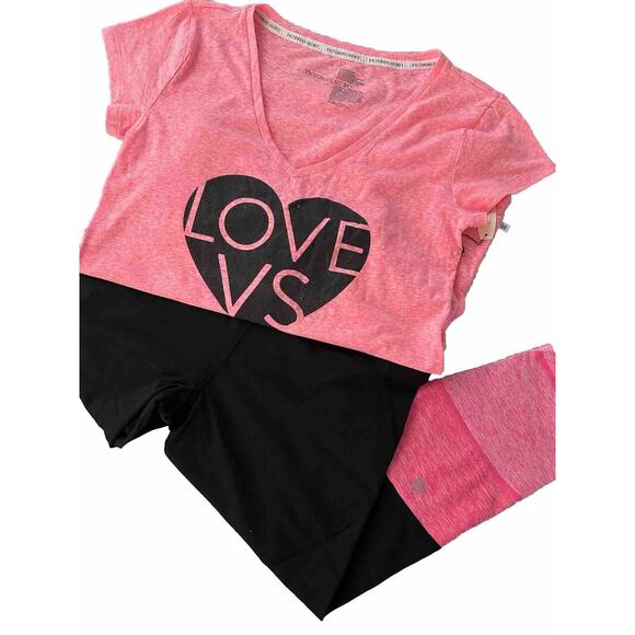 Victoria’s Secret VSX Sport Knockout Capri Tight Legging Medium Rise &Top Size L - Picture 1 of 14